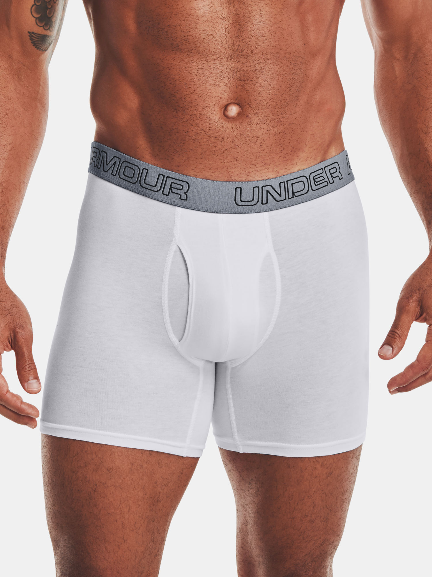 Boxerky Under Armour Charged Cotton 6in 3Pk-WHT (1)