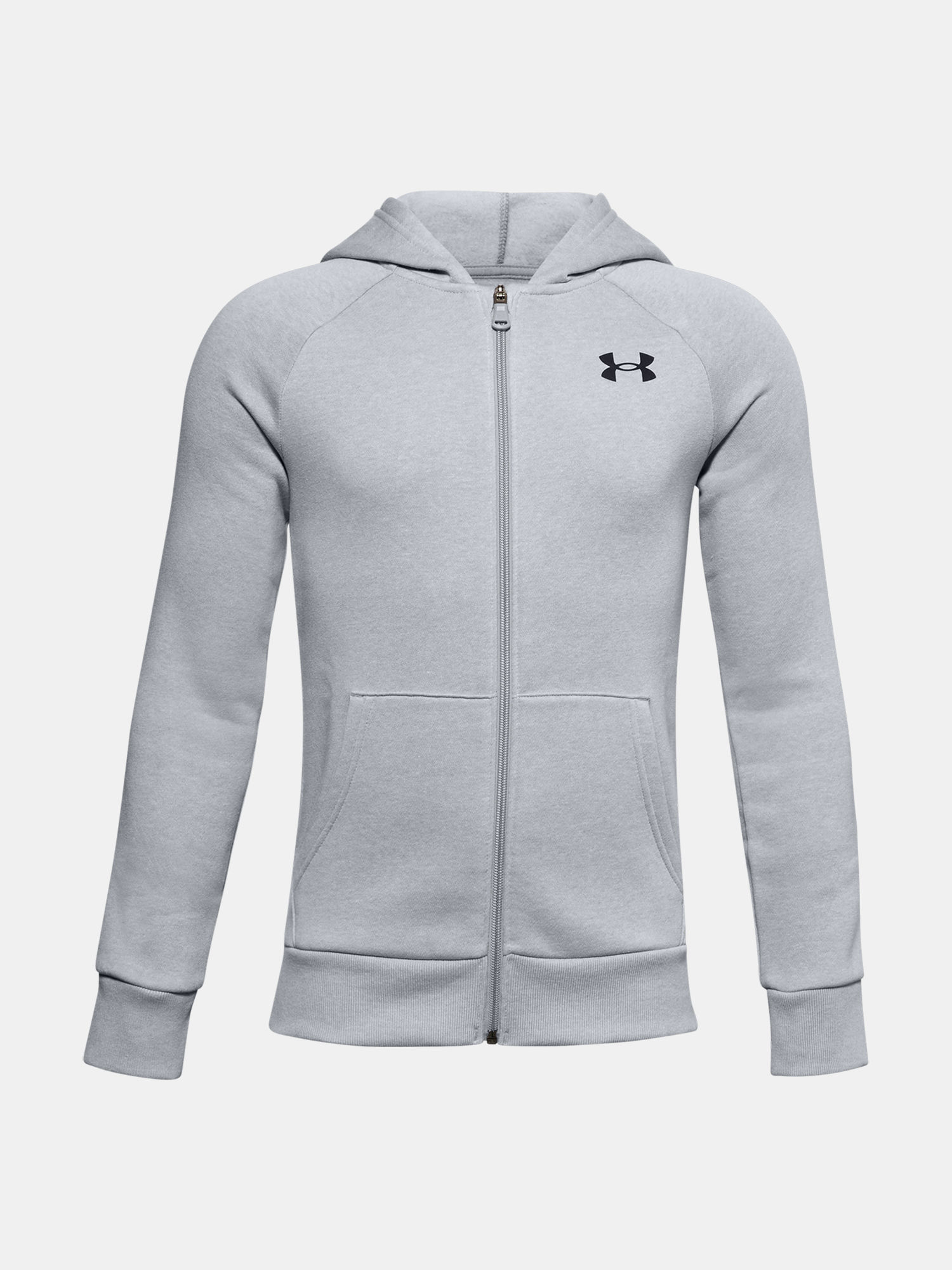 Mikina Under Armour RIVAL COTTON FZ HOODIE-GRY (1)