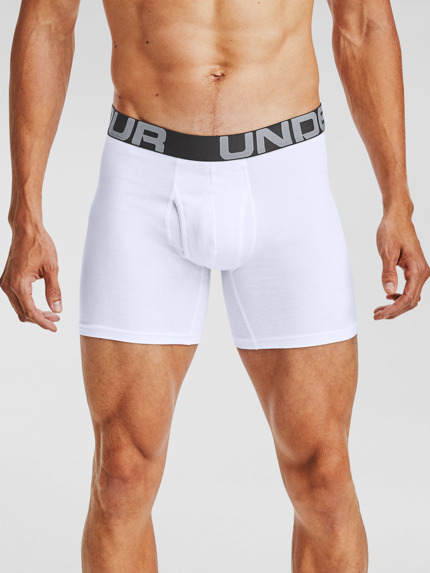 Boxerky Under Armour Charged Cotton 6in 3 Pack-WHT (1)