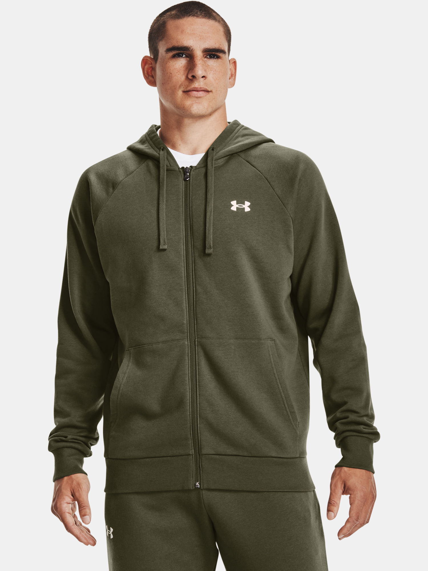 Mikina Under Armour UA Rival Cotton FZ Hoodie-GRN (1)