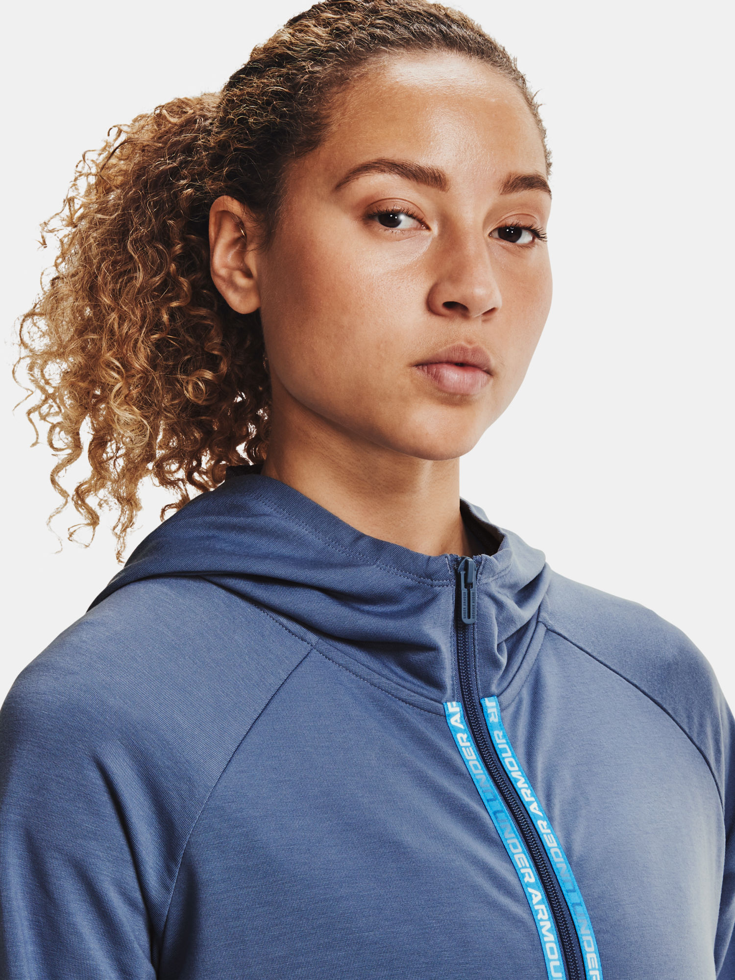 Mikina Under Armour Rival Terry Taped FZ Hoodie-BLU (5)