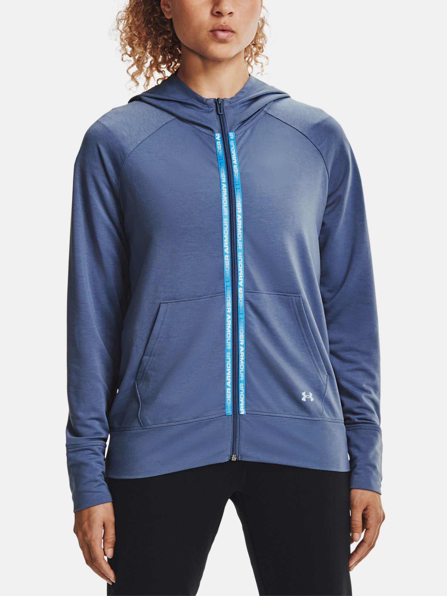 Mikina Under Armour Rival Terry Taped FZ Hoodie-BLU (1)