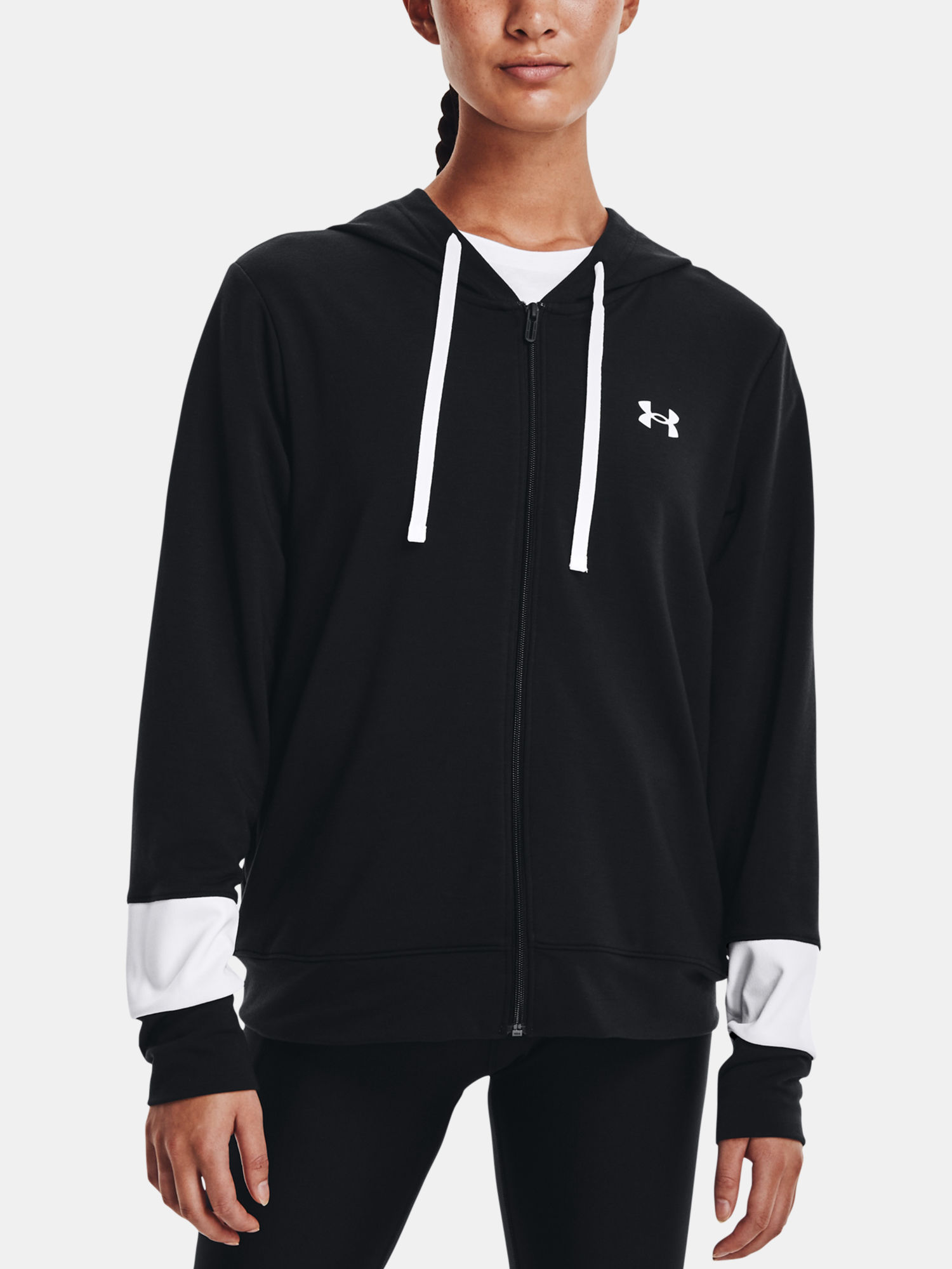 Mikina Under Armour Rival Terry CB FZ Hoodie-BLK (1)