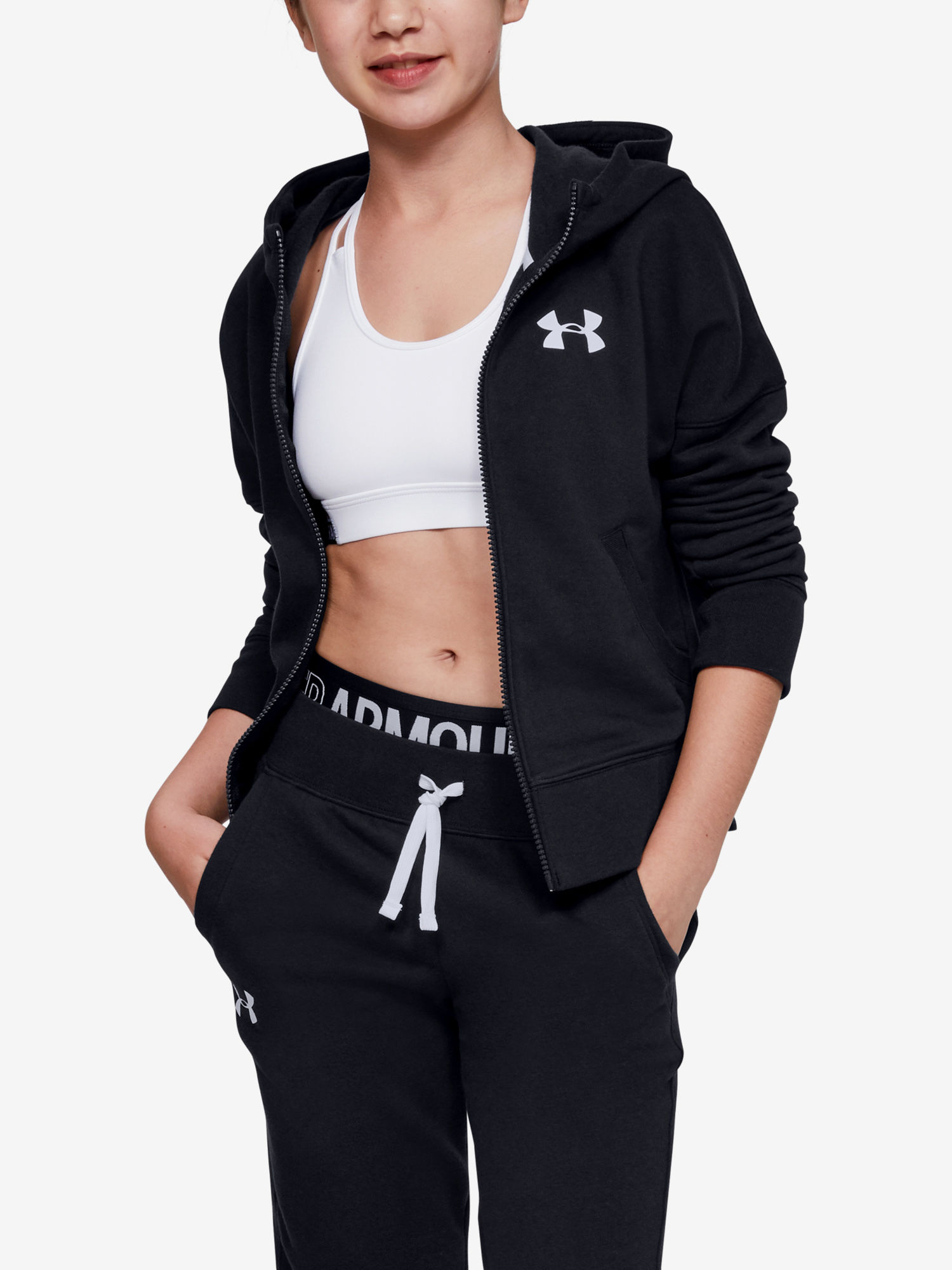 Mikina Under Armour Rival Fz Hoodie-Blk (1)