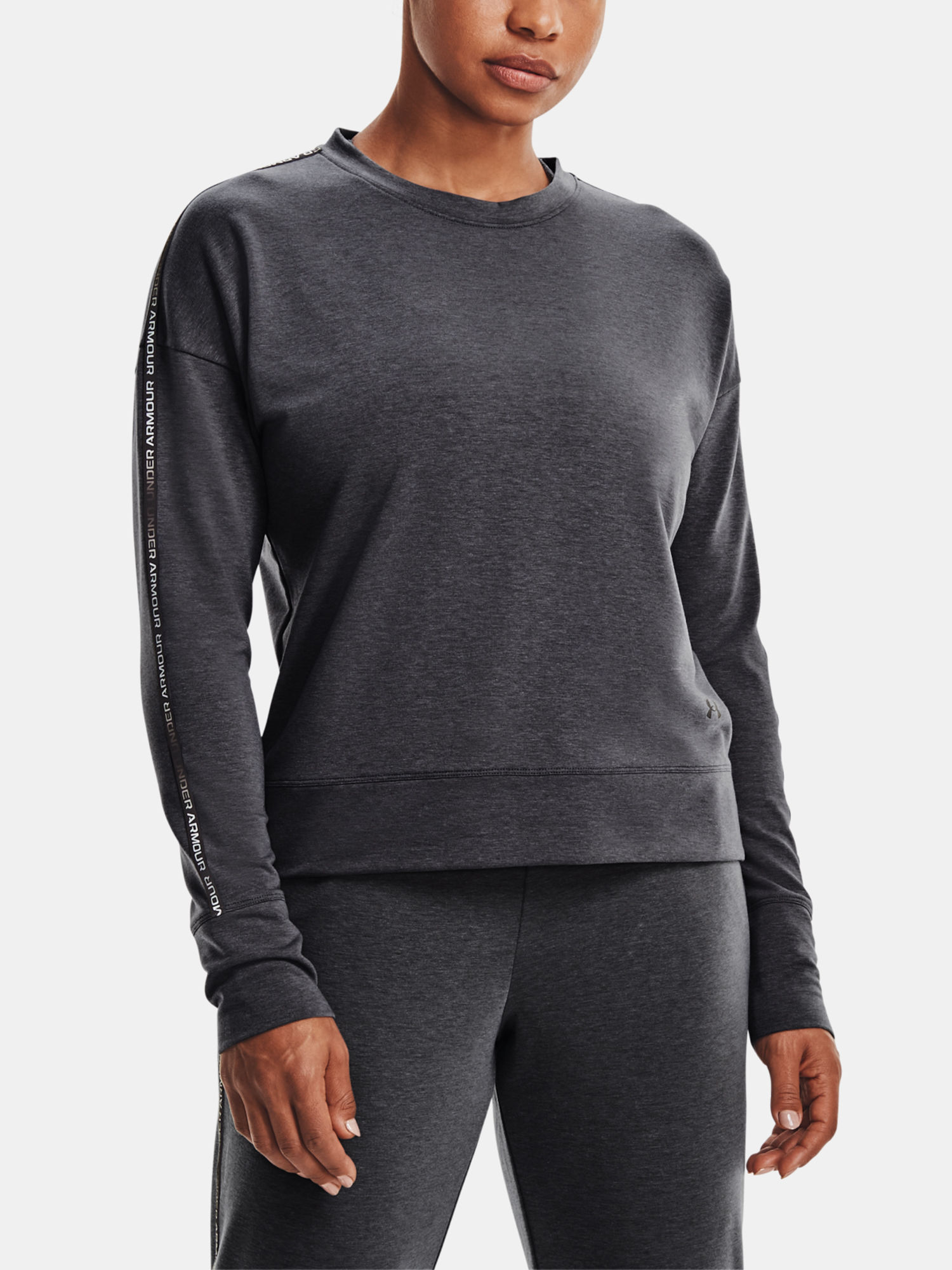 Mikina Under Armour Rival Terry Taped Crew-GRY (1)